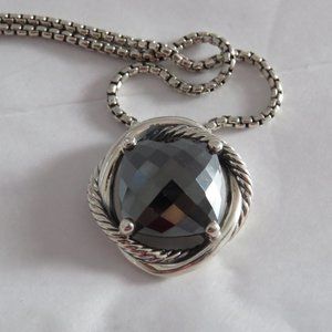 Sterling Silver 14mm Hematine Infinity Necklace; New Stone